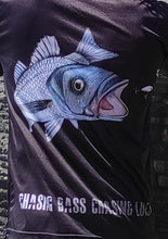 Load image into Gallery viewer, 'Chasing Bass Chasing Lures' UV Long sleeve Performance Shirt LARGE PICTURE BACK