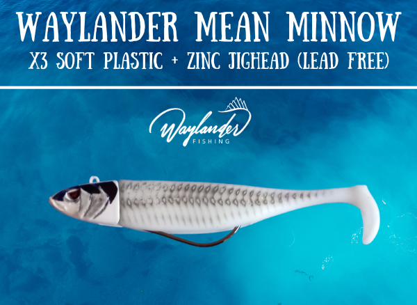 Waylander - Mean Minnow x3 Soft Plastic with Jighead (Lead Free) 27g