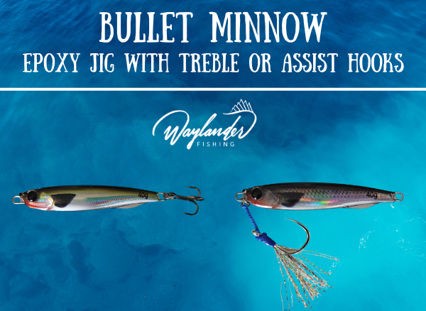Waylander Bullet Minnow - Epoxy Jig With BKK Assist Hooks